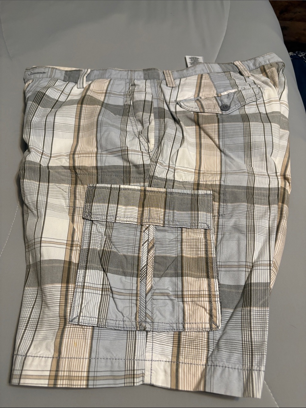 Dockers Plaid Cargo Shorts - Beige, Gray & Tan